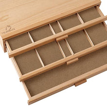 Load image into Gallery viewer, 7 Elements 3 Drawer Beechwood Artist Storage Supply Box for Pastels, Pencils, Pens, Markers, Brushes, Tools
