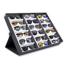 Load image into Gallery viewer, ProSource 18 Piece Sunglass Eyewear Eye Wear Display Tray Case Stand. Also Great for Watches and Jewelry, black
