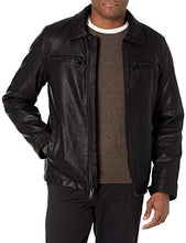 Load image into Gallery viewer, Dockers Men's James Faux Leather Jacket, Black w. Chest Zip, X-Large
