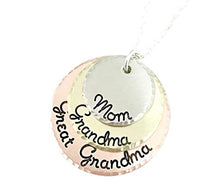 Load image into Gallery viewer, Mom - Grandma - Great Grandma Necklace - Hammered Jewelry - Perfect Gift for Grandma - Hand Stamped Jewelry - Personalized Jewelry
