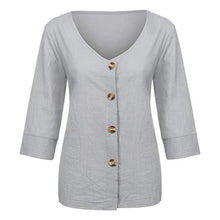 Load image into Gallery viewer, TUU Fashion Women's 3/4 Sleeve V Neck Button Down Shirts Casual Tops Blouses Gray
