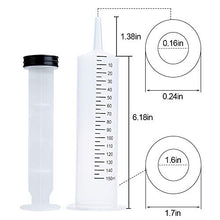 Load image into Gallery viewer, 3 Pack 150ml Syringes with 27.6-Inch Tubes, Large Plastic Syringe for Scientific Labs, Nutrient Measuring, Watering, Refilling
