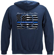 Load image into Gallery viewer, Law Enforcement Hooded Sweat Shirt Blue Lives Matter Navy

