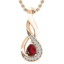 Load image into Gallery viewer, Dazzlingrock Collection 18K 5X4 MM Pear Lab Created Ruby &amp; Round Diamond Ladies Teardrop Pendant, Rose Gold
