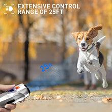 Load image into Gallery viewer, Dog Barking Control Devices Dual Sensor Anti Barking Device with Training/Deterrent Modes Dog Whistle to Stop Barking Ultrasonic Dog Barking Deterrent with LED Flashlight 25 FT Range Rechargeable
