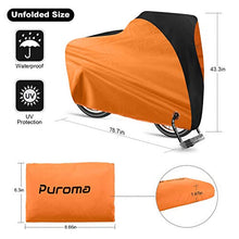 Load image into Gallery viewer, Puroma Bike Cover Outdoor Waterproof Bicycle Covers Rain Sun UV Dust Wind Proof with Lock Hole for Mountain Road Electric Bike, XL (Orange &amp; Black)
