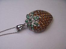 Load image into Gallery viewer, Gorgeous 14K White Gold Orange Citrine Tsavorite Strawberry Pendant Necklace
