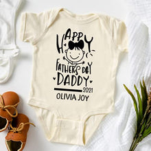 Load image into Gallery viewer, Happy First Fathers Day Onesie Boy, Cute Fathers Day Gifts from Baby Girl, Twins, Personalized 1st Father's day gifts for new Dad. Father's Day 2021 Outfit Daughter, Son. CREAM BCO1
