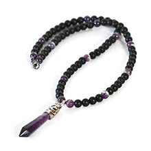 Load image into Gallery viewer, Amethyst &amp; Onyx February Birthstone Handmade Beaded Crystal Jewelry New Age Long Men's Necklace
