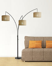 Load image into Gallery viewer, Adesso 4238-26 Trinity Arc Floor Lamp Antique Bronze FinisH, Beige Burlap Lamp. Home Decor Lamps and Light Fixtures, 82",3 Arm
