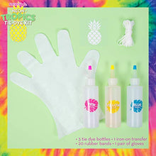 Load image into Gallery viewer, Just My Style Neon Tropics Tie-Dye Kit by Horizon Group USA, Create 15 DIY Tie Dye Projects. Kit Includes Gloves, Color Mixing Bottles, Neon Dyes, Rubber Bands + One Iron On Tropical Design
