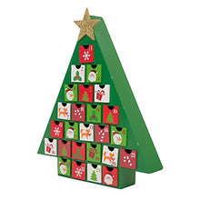 Load image into Gallery viewer, Glitzhome Christmas 25 Days Handcrafted Wooden Tree Countdown Advent Calendar with Drawer Holiday Christmas Decor, Green
