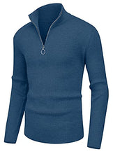 Load image into Gallery viewer, Sailwind Men's Soft Sweaters Quarter Zip Pullover Classic Ribbed Turtleneck Sweater for Men US Medium VG Blue
