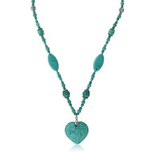 Load image into Gallery viewer, Gem Stone King 24inches Simulated Turquoise Howlite Necklace with Heart Shape Pendant &amp; Earring Set
