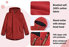Load image into Gallery viewer, maoo garden Boys Winter Coat Kids Heavyweight Sherpe Lined Jacket Cotton Windproof Anorak Jacket Red 7-8Y
