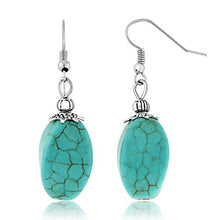 Load image into Gallery viewer, Gem Stone King 18 Inch Stunning Beads Simulated Turquoise Howlite Double Necklace and Earrings Set for Women
