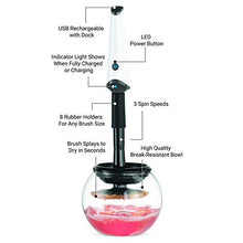 Load image into Gallery viewer, Luxe Makeup Brush Cleaner - 5oz Brush Cleaning Solution Included - USB Charging Station - 3 Adjustable Speeds - Instantly Wash and Dry Your Makeup Brushes
