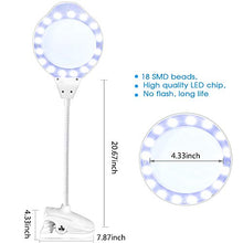 Load image into Gallery viewer, Joypea Magnifying Glass Lamp,2X-4X Magnifier LED Light with Clip and Flexible Neck,Magnifying Lamp USB Powered,Perfect for Reading,Hobbies,Task Crafts or Workbench- White
