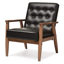 Load image into Gallery viewer, Baxton Studio Sorrento Mid-Century Retro Modern Faux Leather Upholstered Wooden Lounge Chair, Black
