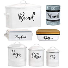 Load image into Gallery viewer, Home Acre Designs Farmhouse Kitchen Decor Metal and Stainless Steel Bundle-Bread Box-Galvanized Utensil Holder-Canister Set for Kitchen Counter-Butter Dish-Napkin Holder-Farmhouse Decor-House Decor
