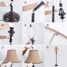 Load image into Gallery viewer, Smeike 3 Pack Lamp Set (2 Table Lamps, 1 Floor Lamp), 3-Piece Vintage Style Table and Floor Lamp Set in Bronze Finish with Brown Fabric Lamp Shades, 26" and 61"(H), Solid Iron
