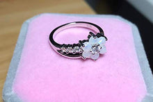 Load image into Gallery viewer, LARDROK Exquisite Round Cut White Fire Opal Stone Flower Women Opal Rings Diamond Jewelry Birthday Proposal Gift Bridal Engagement Party Band Rings Size 6-10
