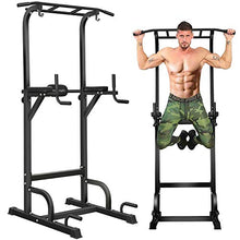 Load image into Gallery viewer, BangTong&amp;Li Power Tower Workout Pull Up &amp; Dip Station Adjustable Multi-Function Home Gym Fitness Equipment (Black-st)
