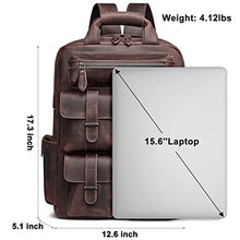 Load image into Gallery viewer, S-ZONE Men Vintage Genuine Leather Backpack Casual Daypack Multi Pockets Travel Bag Brown
