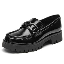 Load image into Gallery viewer, VERDASCO Platform Loafers for Women Leather Chunky Heel Lug Sole Shoes Womens Penny Loafers Comfort Slip On Round Toe Office Work Shoes Fashion Dress Shoes for Women（Black with Chain, 8）
