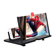 Load image into Gallery viewer, 12" Screen Magnifier –3D HD Mobile Phone Magnifier Projector Screen for Movies, Videos, and Gaming–Foldable Phone Stand with Screen Amplifier–Supports All Smartphones(Black)
