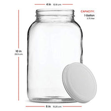 Load image into Gallery viewer, Paksh Novelty 1-Gallon Glass Jar Wide Mouth with Airtight Metal Lid - USDA Approved BPA-Free Dishwasher Safe Large Mason Jar for Fermenting, Kombucha, Kefir, Storing and Canning Uses, Clear (1 Jar)
