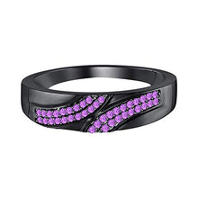 Load image into Gallery viewer, RUDRAFASHION Round Cut Amethyst 14K Black Gold Plated Anniversary Band Ring for Men's
