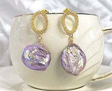 Load image into Gallery viewer, La Raffine Natural Baroque Pearl Lustrous with 14K Gold Plating Textured Dangle/Waterdrop Irregular Shape Handmade Earrings for Women Girl Gifts for Valentines/Birthday/Anniversary/Mother’s Day

