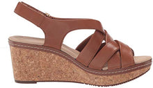 Load image into Gallery viewer, Clarks Women's Annadel Rayna Wedge Sandal, Dark Tan Leather, 10
