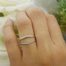 Load image into Gallery viewer, Dazzlingrock Collection 0.12 Carat (ctw) 10K Round White Diamond Ladies Enhancer Guard Wedding Band, White Gold, Size 7
