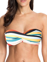 Load image into Gallery viewer, Ocean Blues Women's Colorful Striped Halter Twist Bandeau Bikini Top Size Small
