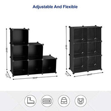 Load image into Gallery viewer, SONGMICS Cube Storage Organizer, 6-Cube Bookshelf, Closet Organizers and Storage, Modular Bookcase, Storage Shelving for Bedroom, Living Room, Home Office, with Rubber Mallet, Black ULPC06H
