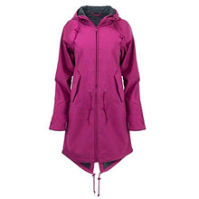Load image into Gallery viewer, Thenxin Plus Size Women's Outdoor Waterproof Jacket Zipper Hooded Trench Windbreaker with Drawstring(Purple,XXXL)
