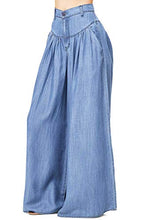 Load image into Gallery viewer, Vibrant Women's Juniors Super Wide Leg Denim Pants (S, Denim)
