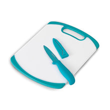 Load image into Gallery viewer, Farberware Paring Knife and Cutting Board Set, White/Blue -
