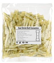Load image into Gallery viewer, 250PCS Yellow Heat Shrink Butt Connectors AWG12-10,haisstronica Marine Grade Heat Shrink Wire Connectors,Tinned Red Copper 1mm,Waterproof Insulated Crimp Butt Splice Electrical Connectors
