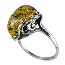 Load image into Gallery viewer, HolidayGiftShops Sterling Silver and Baltic Green Amber Ring Dana- Size 7
