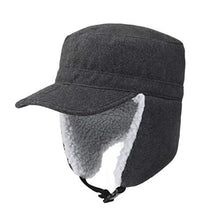 Load image into Gallery viewer, Home Prefer Mens Warm Winter Hats with Visor Windproof Earflap Skull Cap Military Cap Dark Gray

