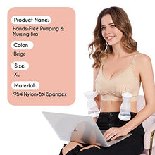 Load image into Gallery viewer, haakaa Pumping Bra Hands Free 3-in-1 Nursing Bras for Breastfeeding, Adjustable Wireless Comfortable Breastfeeding Bra, Suitable for Medela,Lansinoh,Philips Avent,Spectra etc(1 Pack, Beige, Large)
