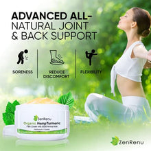 Load image into Gallery viewer, Organic Hemp Cream by ZenRenu - MSM Turmeric Arnica - Made in USA Premium Hemp Oil
