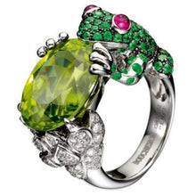 Load image into Gallery viewer, Yupha 925 Silver Ring 2.75CT Peridot Emerald Frog Animal Women Men Wedding Size 6-10 (8)

