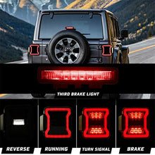 Load image into Gallery viewer, KIWI MASTER Smoked LED Tail Lights &amp; 3rd Brake Light Set for 2018-2022 Jeep Wrangler JL Accessories Third Brake Light High Mount Stop Light Reverse Light Turn Signal Light (Black Housing Smoke Lens)
