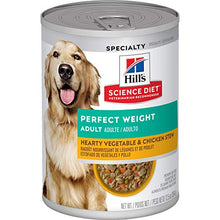 Load image into Gallery viewer, Hill's Science Diet Wet Dog Food, Adult, Perfect Weight for Weight Management, Hearty Vegetable &amp; Chicken Stew Recipe, 12.5 oz Cans, 12-pack
