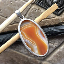 Load image into Gallery viewer, Natural Lake Superior Agate 925 Solid Sterling Silver Pendant 55mm
