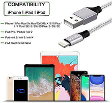 Load image into Gallery viewer, iPhone Charger [Apple MFi Certified] YEFOOT 5Pack(3/3/6/6/10FT) Lightning Cable Compatible iPhone 12Pro Max/12Pro/12/11/Pro/Xs Max/X/8 and More-Silver&amp;White
